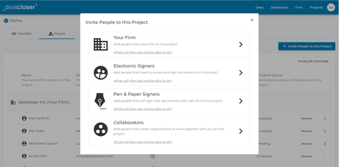 Click “Electronic Signers”.