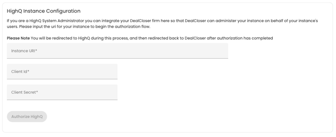HighQ auth