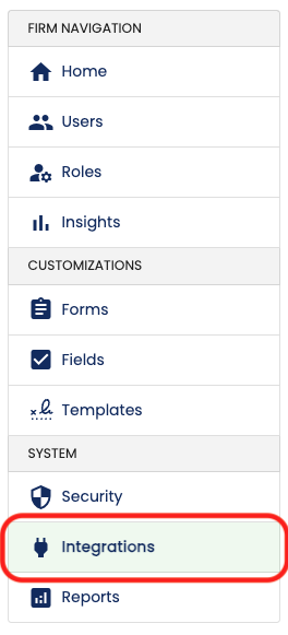 Integrations button