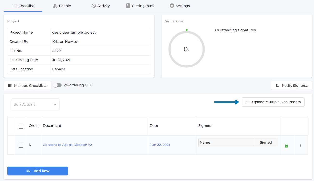 Click "Upload Multiple Documents".