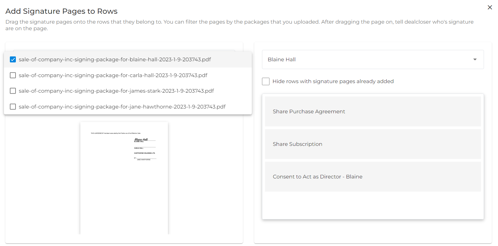 You can choose to work with the uploaded files one by one by unselecting the other documents.